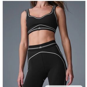 ALO Yoga Black Sports Bra with White Accents